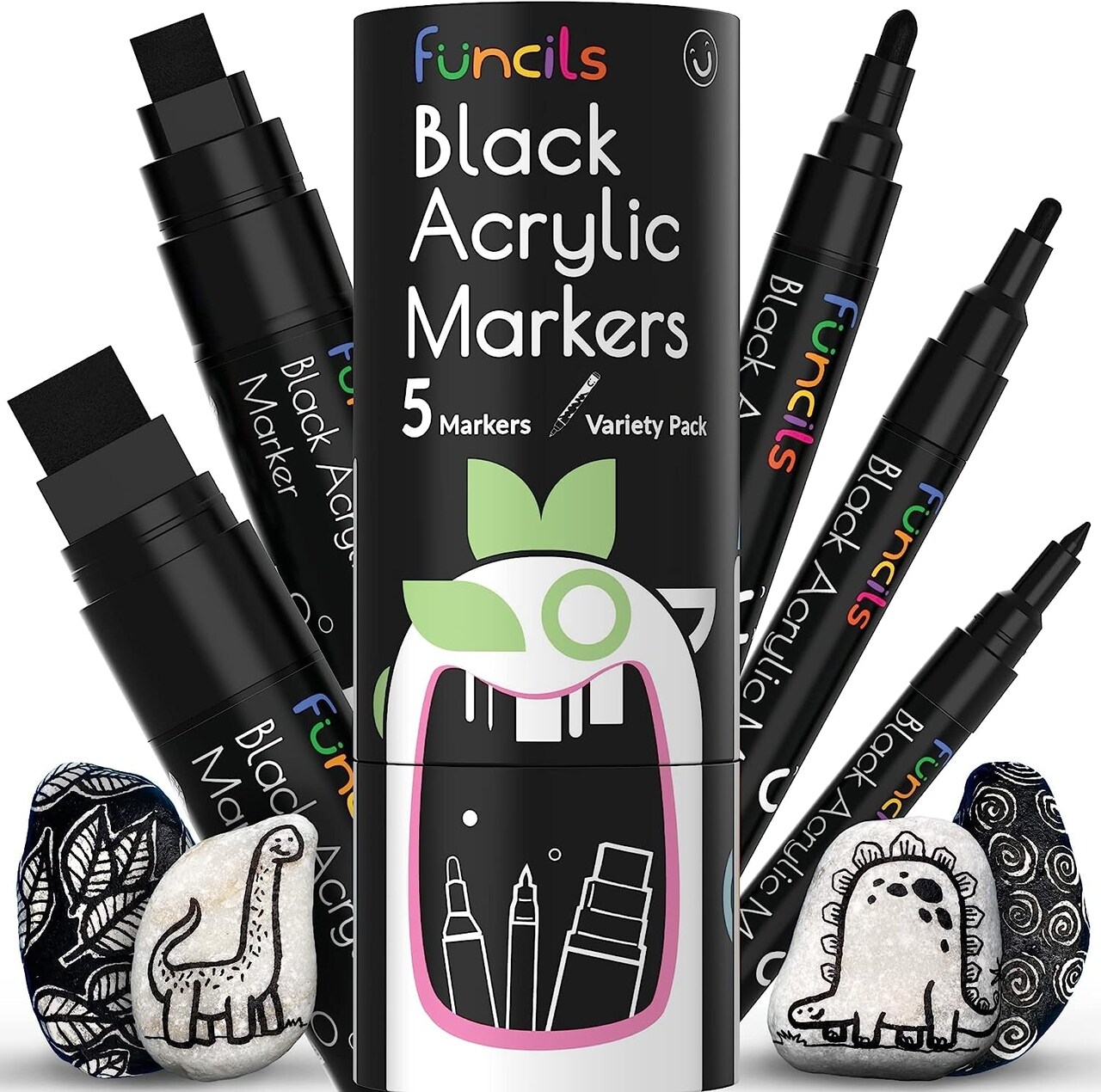 5 Acrylic Paint Pen - Fine Tip, Thin Point & Jumbo Pens (1Mm, 3Mm, 6Mm,  10Mm, 15Mm) - Paint Marker for Plastic, Canvas, Wood, Rock Painting,  Fabric, Tire, Metal, Glass
